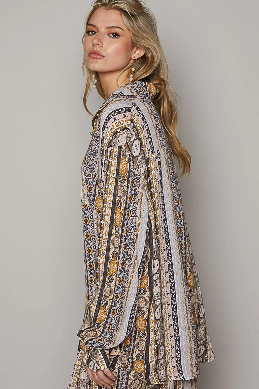 POL Long Sleeve Button Down Printed Shirt - Image 3
