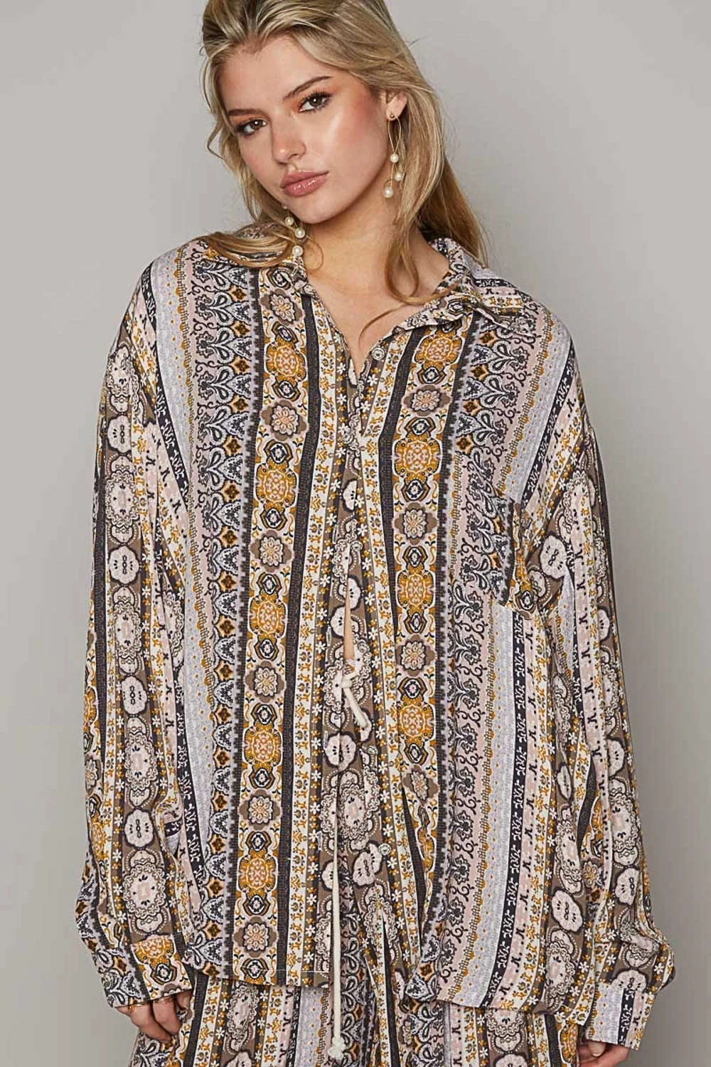 POL Long Sleeve Button Down Printed Shirt - Image 4