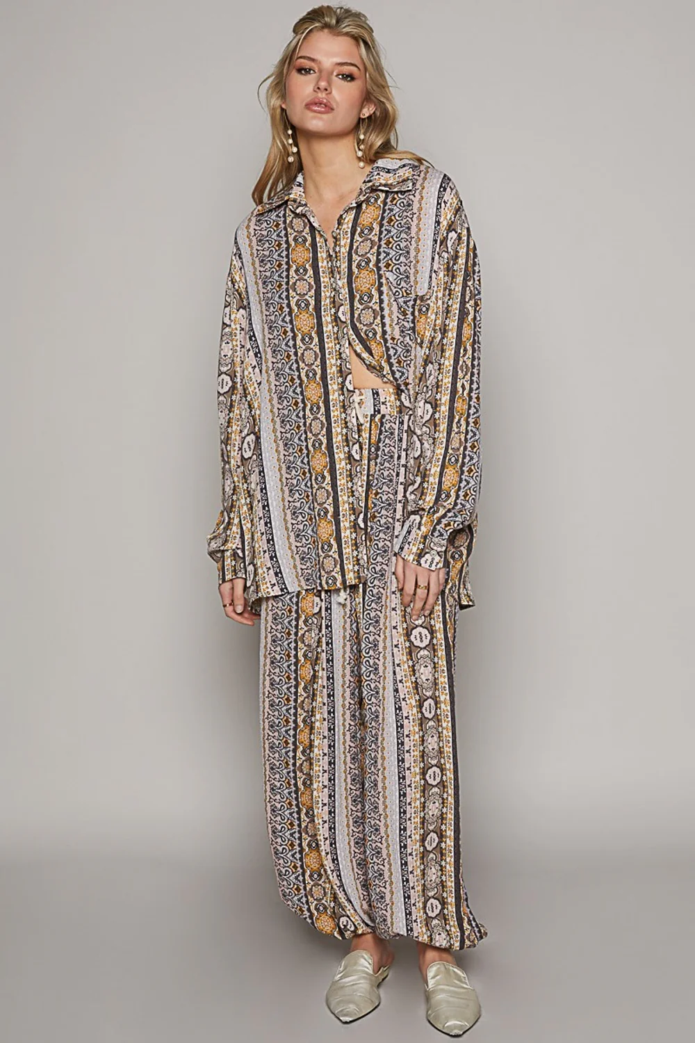 POL Long Sleeve Button Down Printed Shirt - Image 5