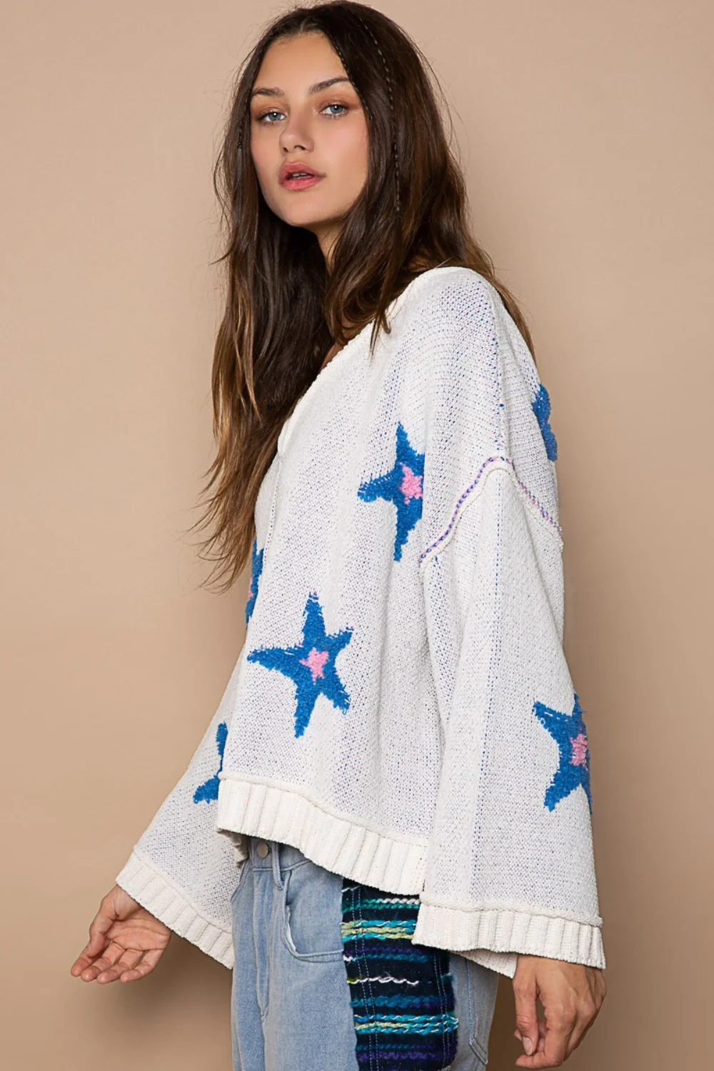 POL Long Sleeve Star Patch Sweater - Image 2
