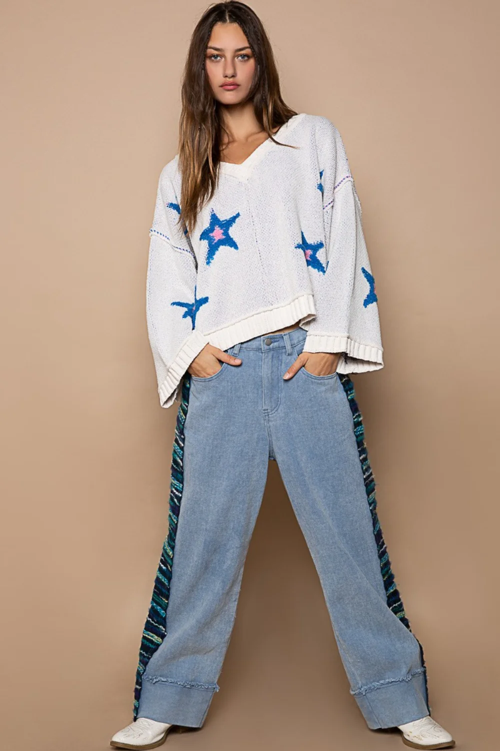 POL Long Sleeve Star Patch Sweater - Image 4