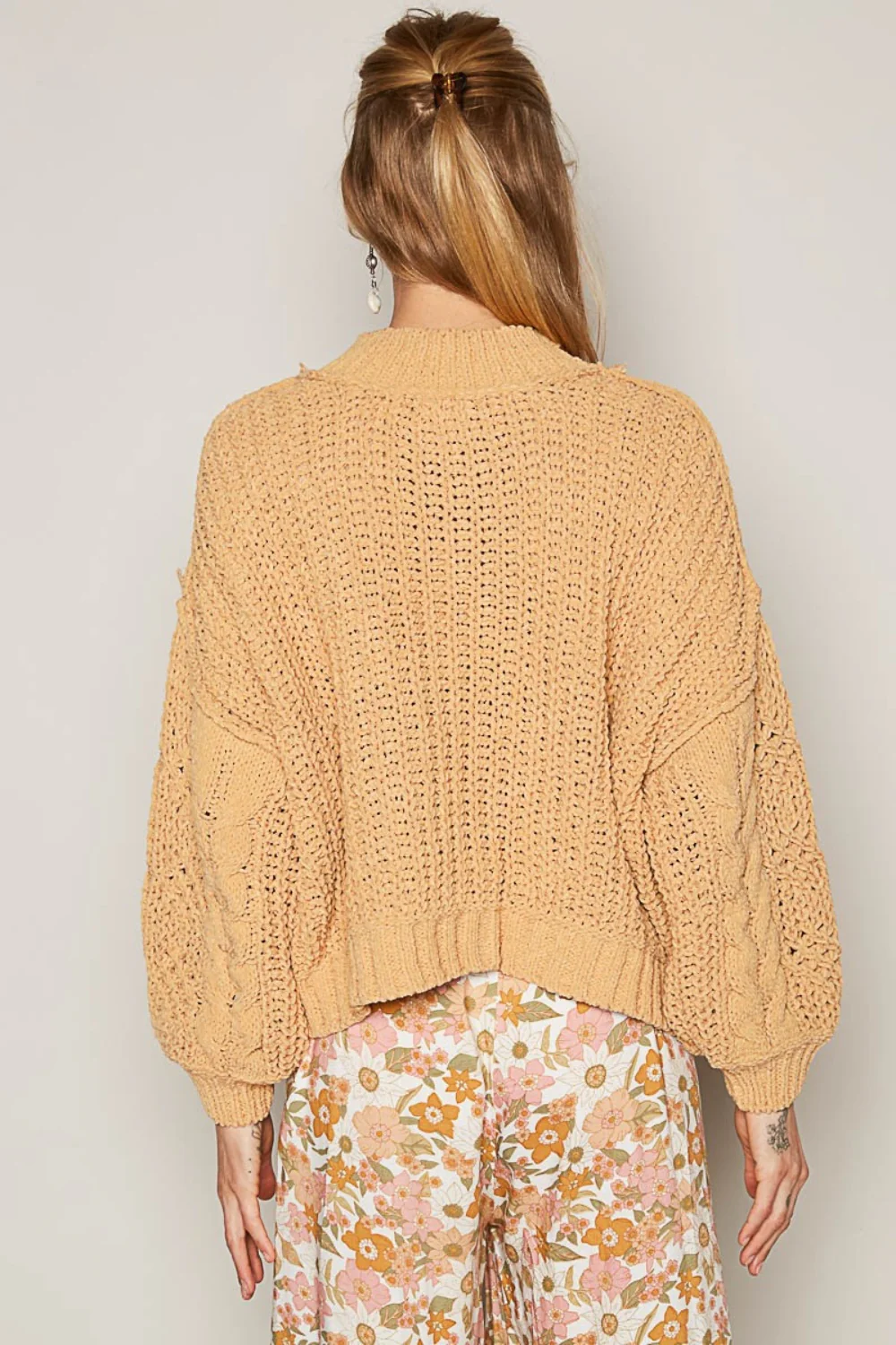 POL Mock Neck Cable Knit Sweater - Image 2