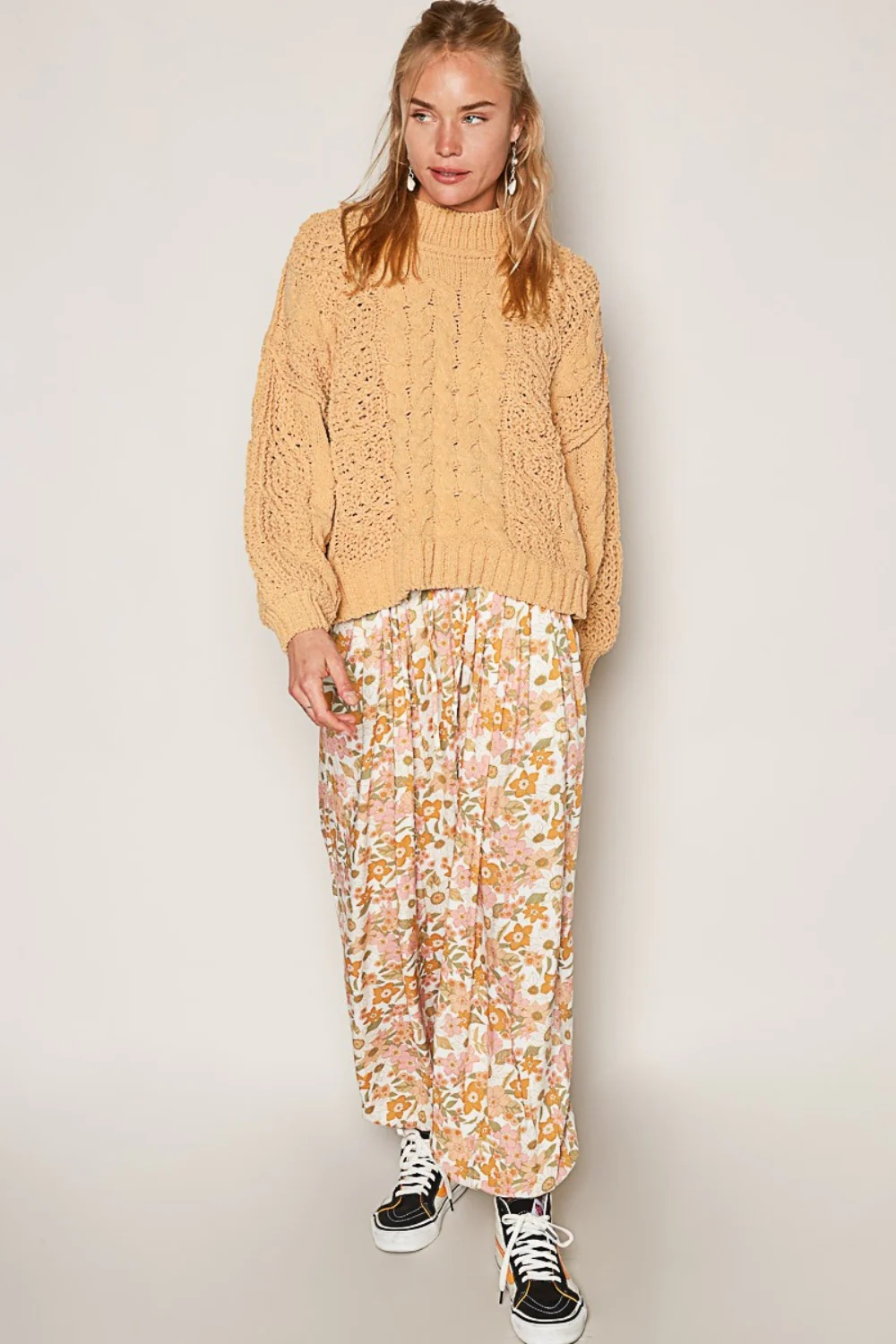 POL Mock Neck Cable Knit Sweater - Image 3