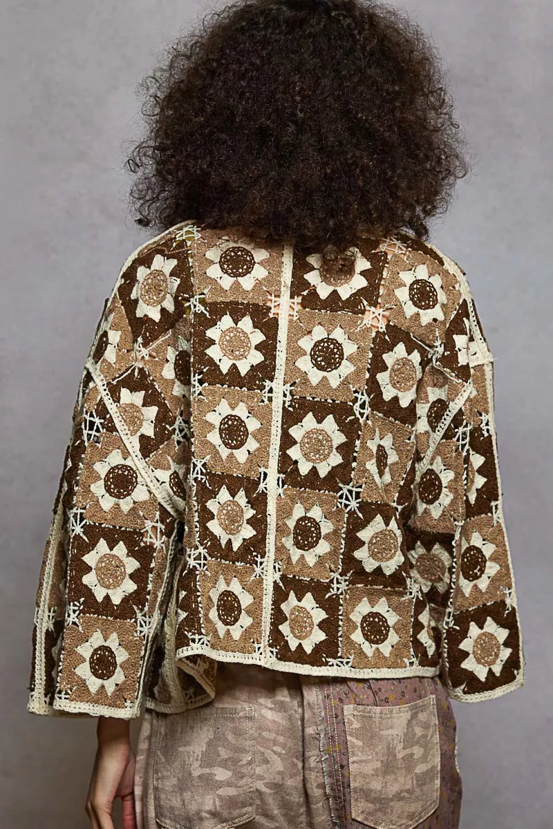 POL Open Front Cardigan with Varied Patterns - Image 4