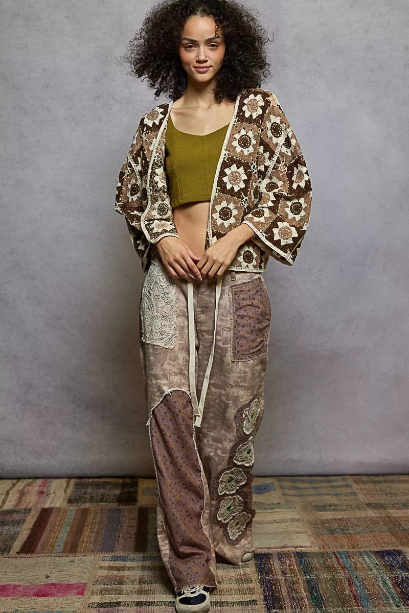 POL Open Front Cardigan with Varied Patterns - Image 5