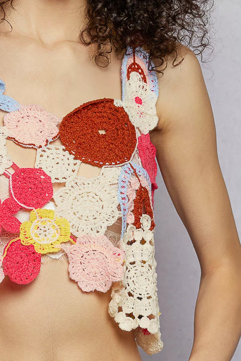POL Openwork Floral Cropped Crochet Cami - Image 6