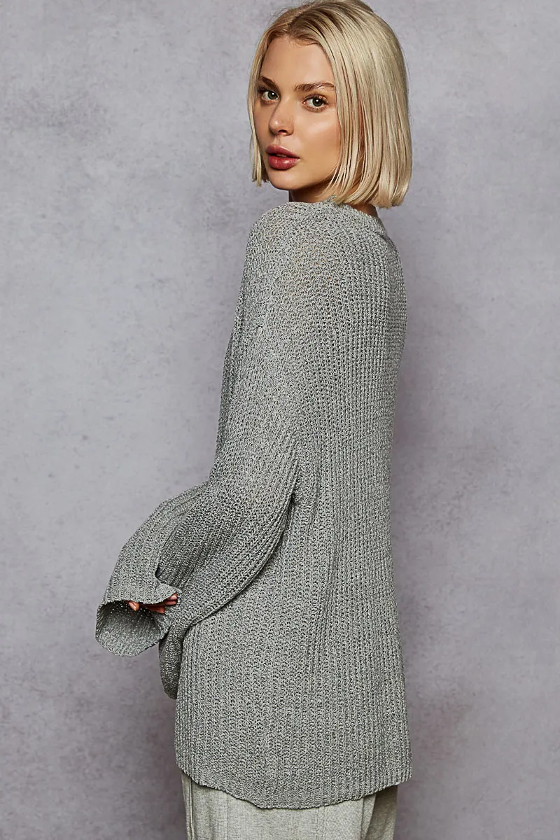 POL Oversized V-Neck Knit Top - Image 2