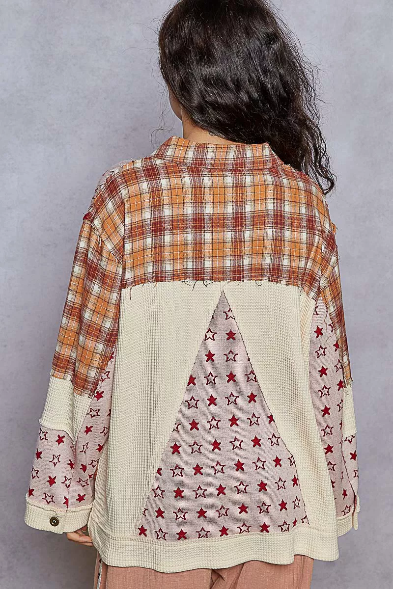 POL Plaid Contrast Button Down Shacket - Image 2