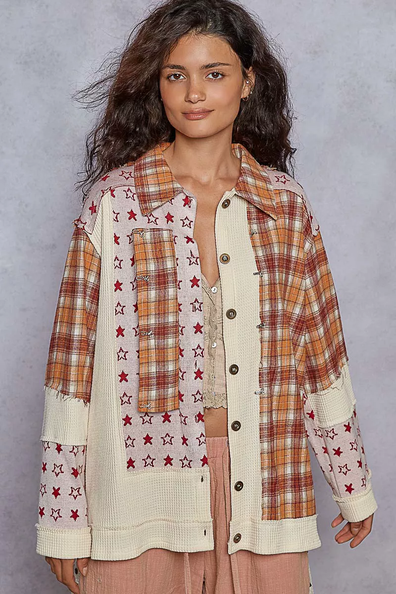 POL Plaid Contrast Button Down Shacket - Image 3