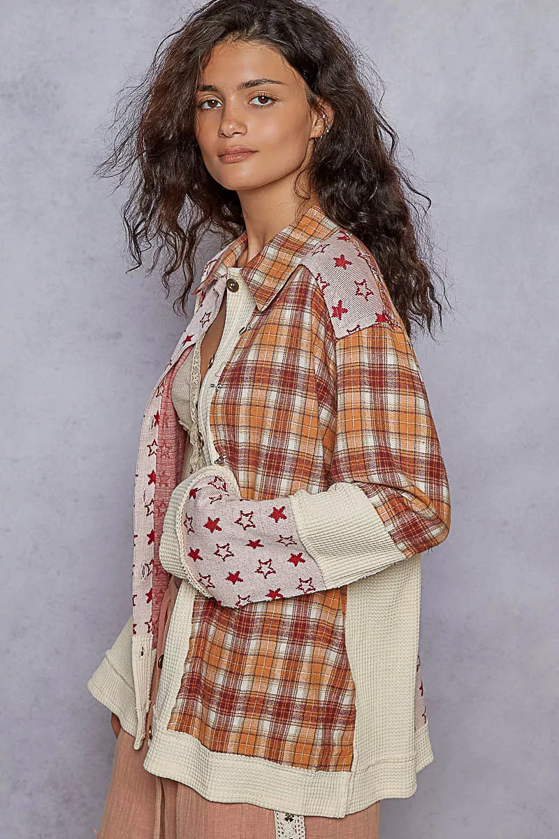 POL Plaid Contrast Button Down Shacket - Image 4
