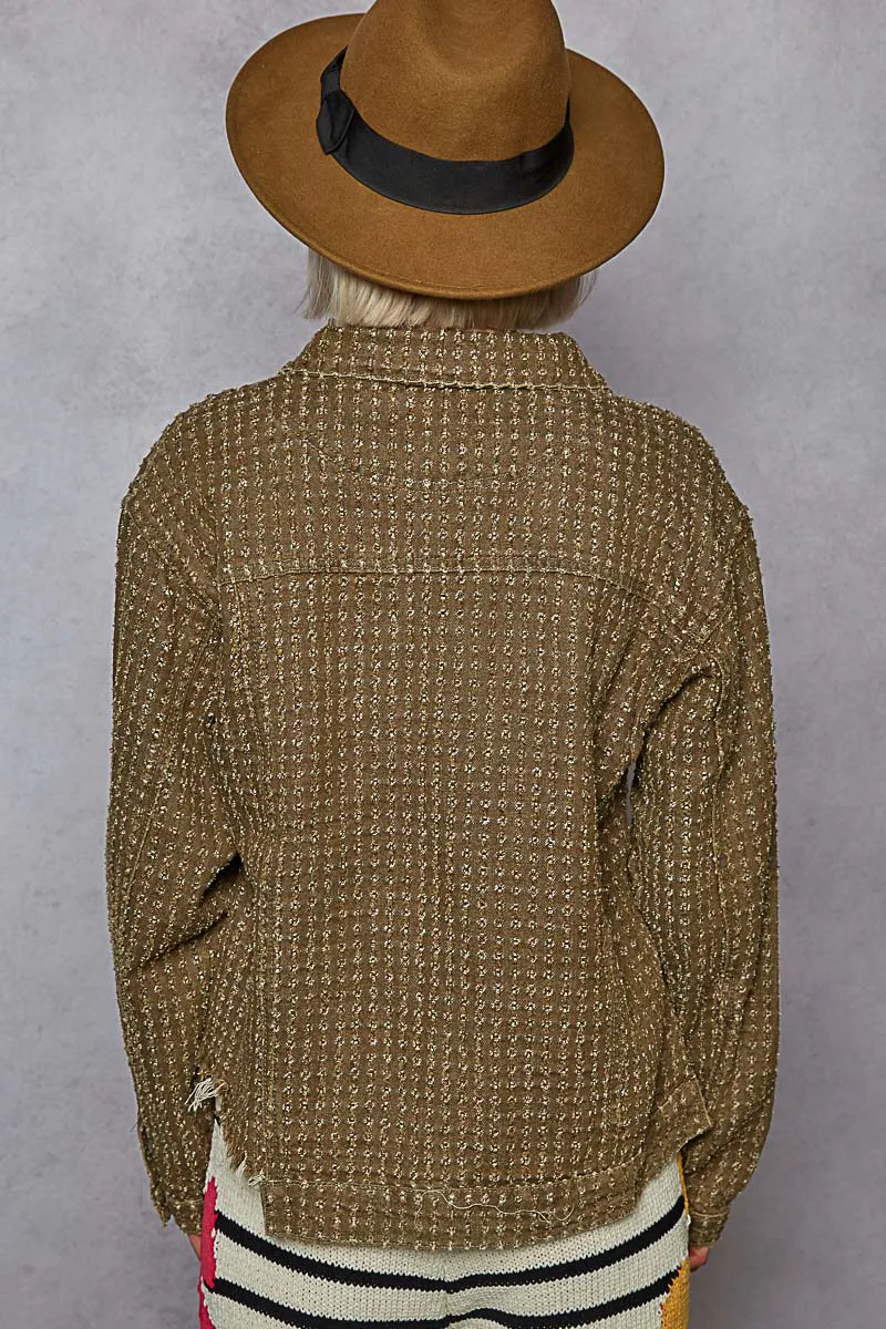 POL Raw Hem Button Up Jacket with Chest Pockets - Image 4