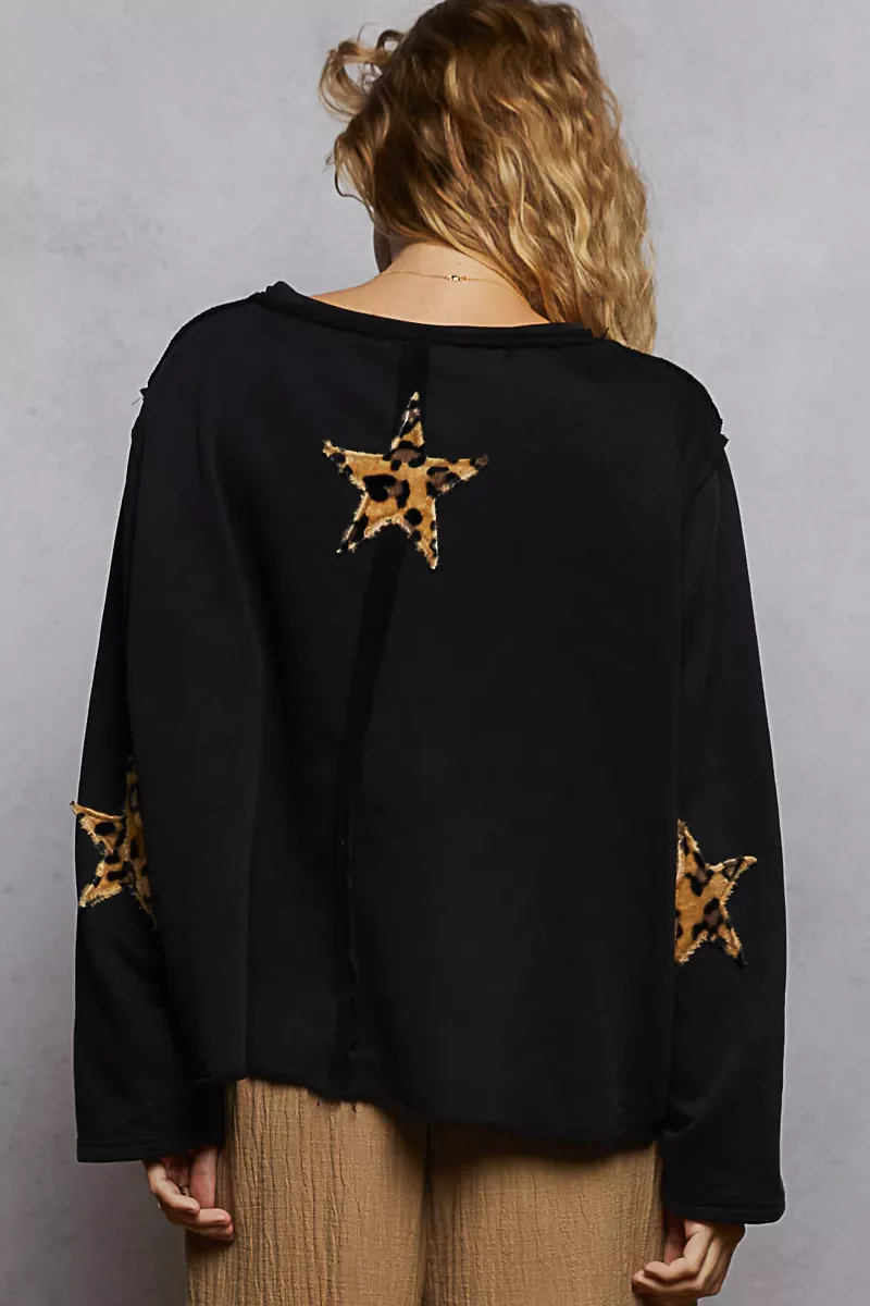 POL Round Neck Long Sleeve French Terry Sweatshirt with USA Letter Animal Patch - Image 4