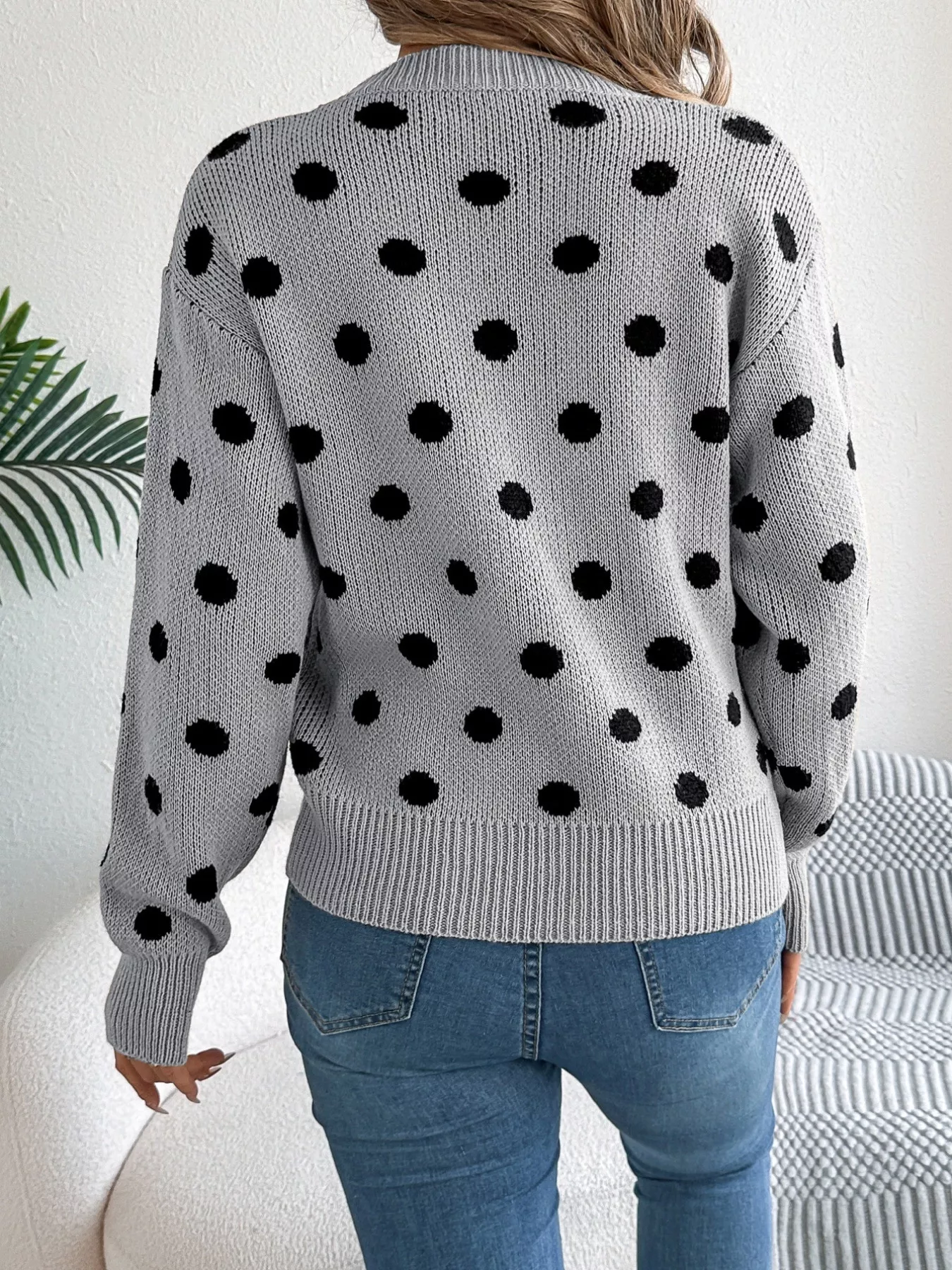 Polka Dot Round Neck Sweater - Image 15