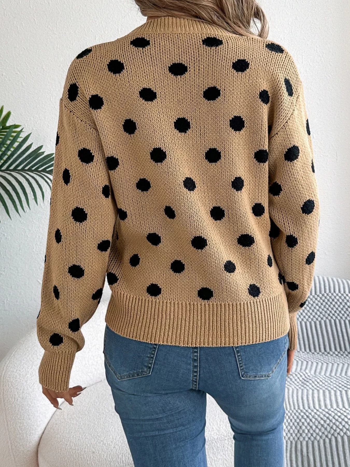 Polka Dot Round Neck Sweater - Image 3