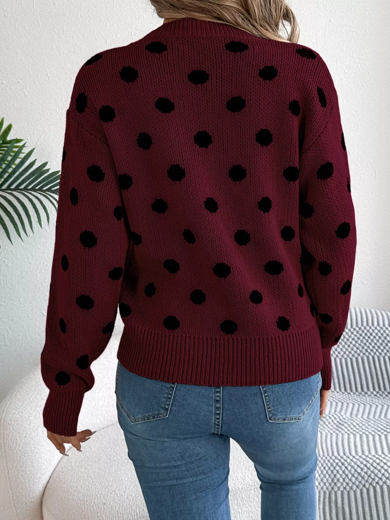 Polka Dot Round Neck Sweater - Image 9