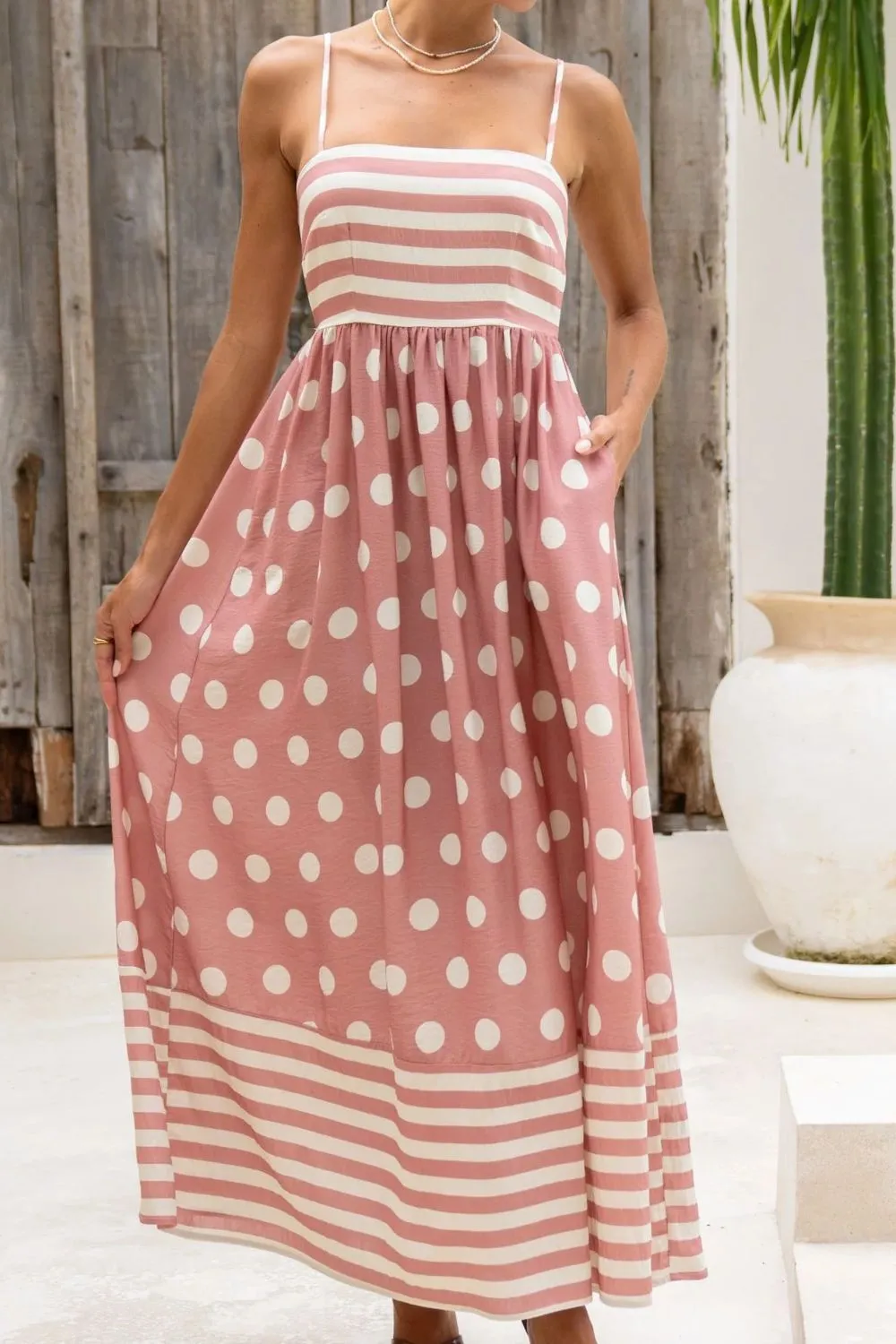 Polka Dot Square Neck Cami Dress - Image 7