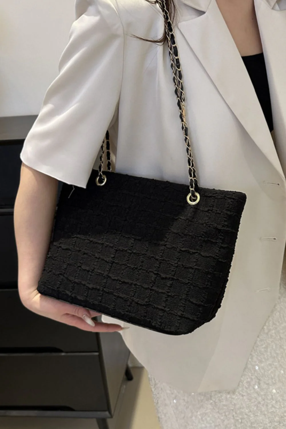 Polyester Texture Chain Tote bag - Image 10