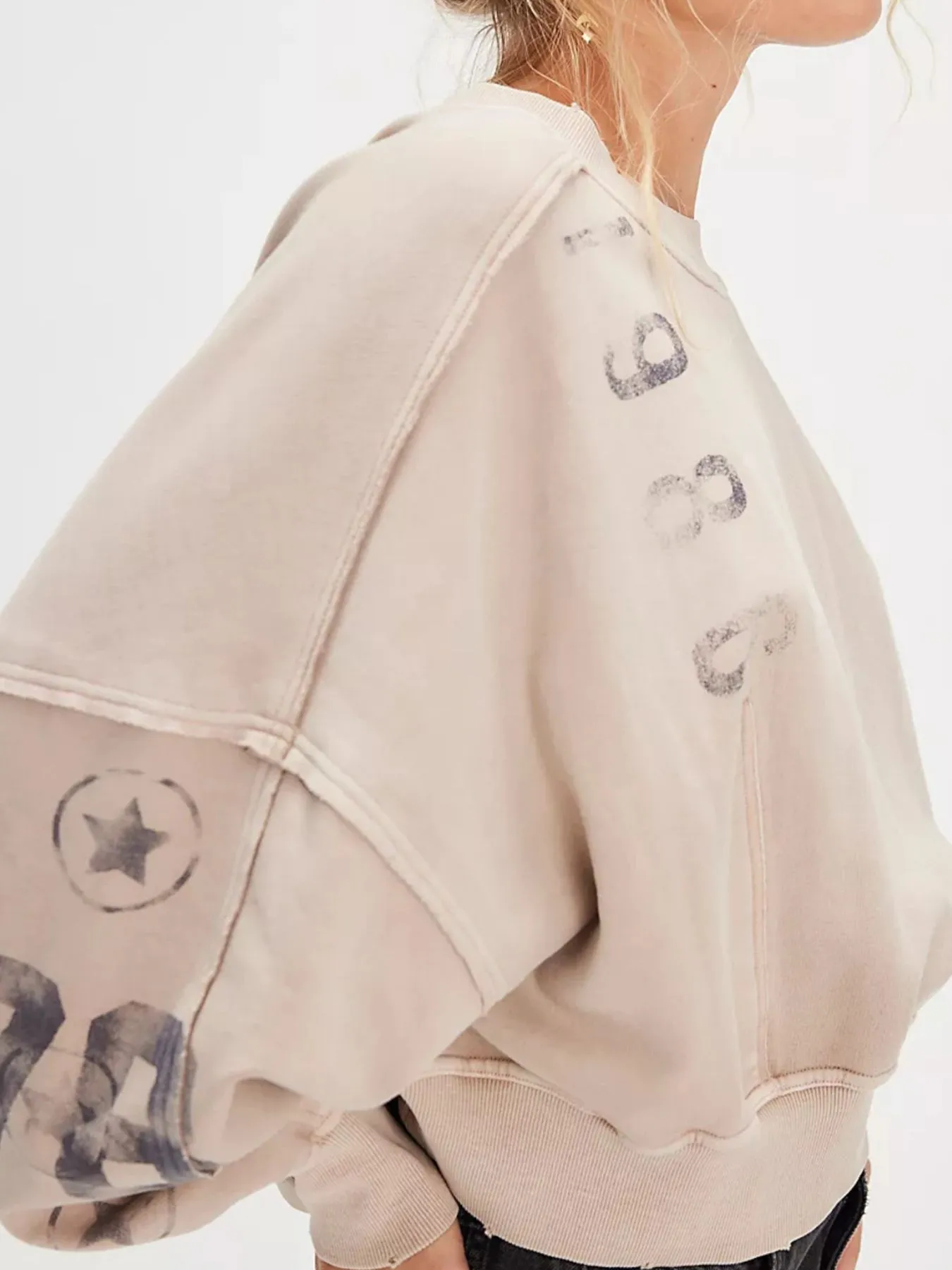 Print Round Neck Oversized Sweatshirt - Image 13