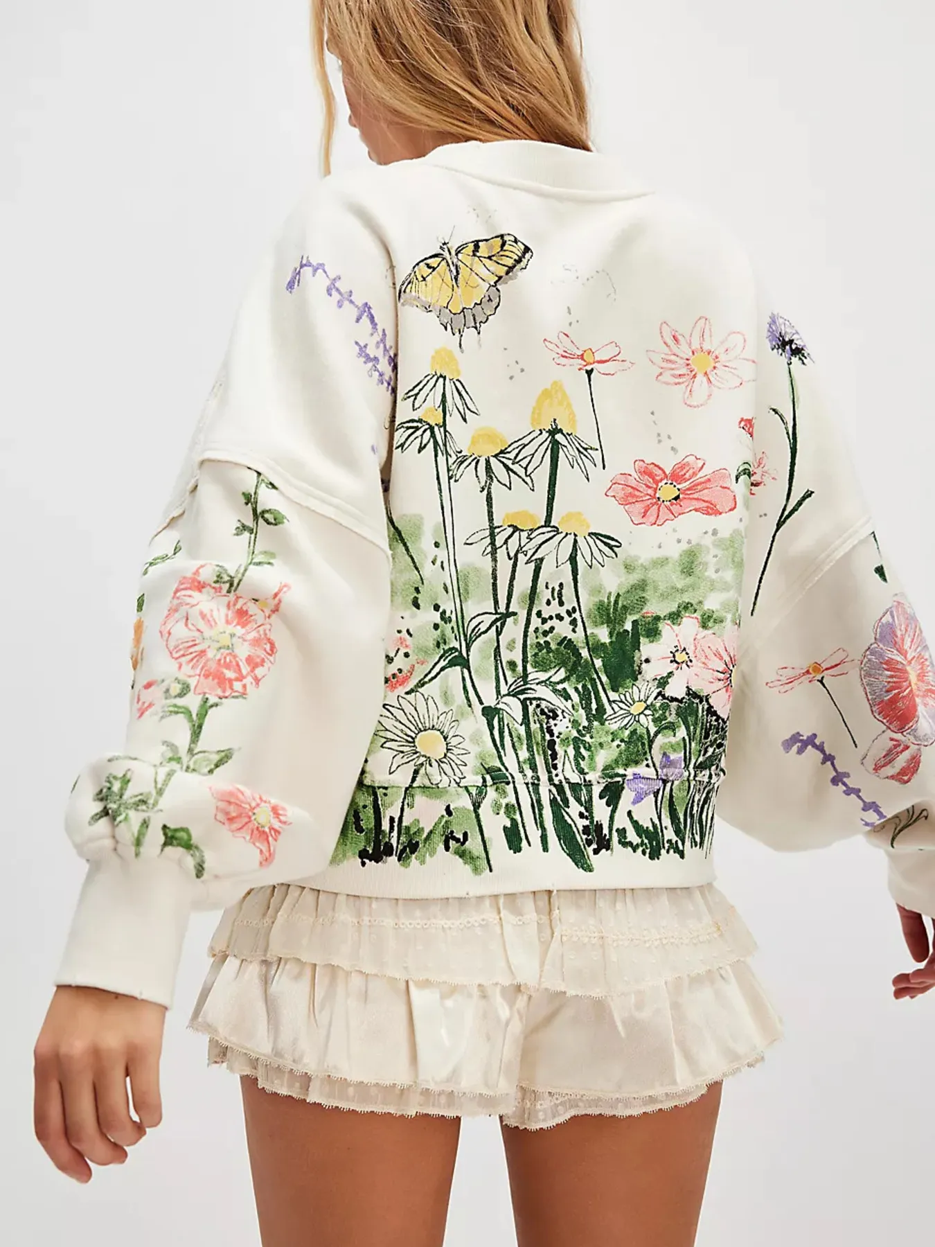 Print Round Neck Oversized Sweatshirt - Image 6