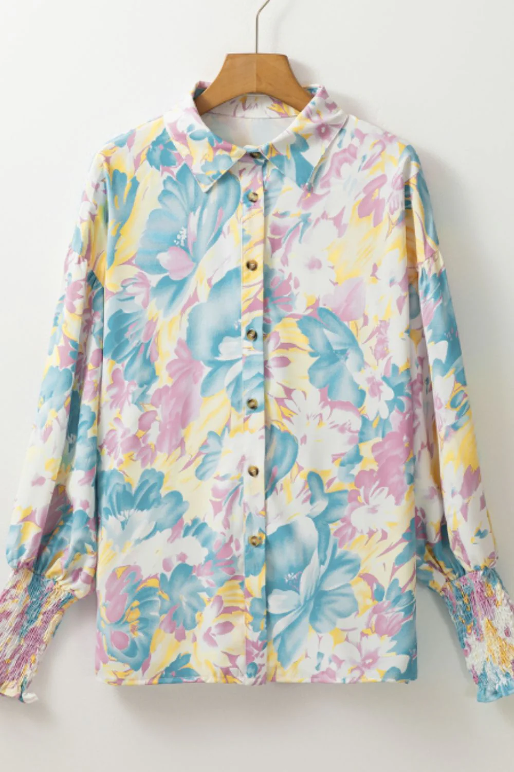 Printed Button Down Lantern Sleeve Shirt - Image 4