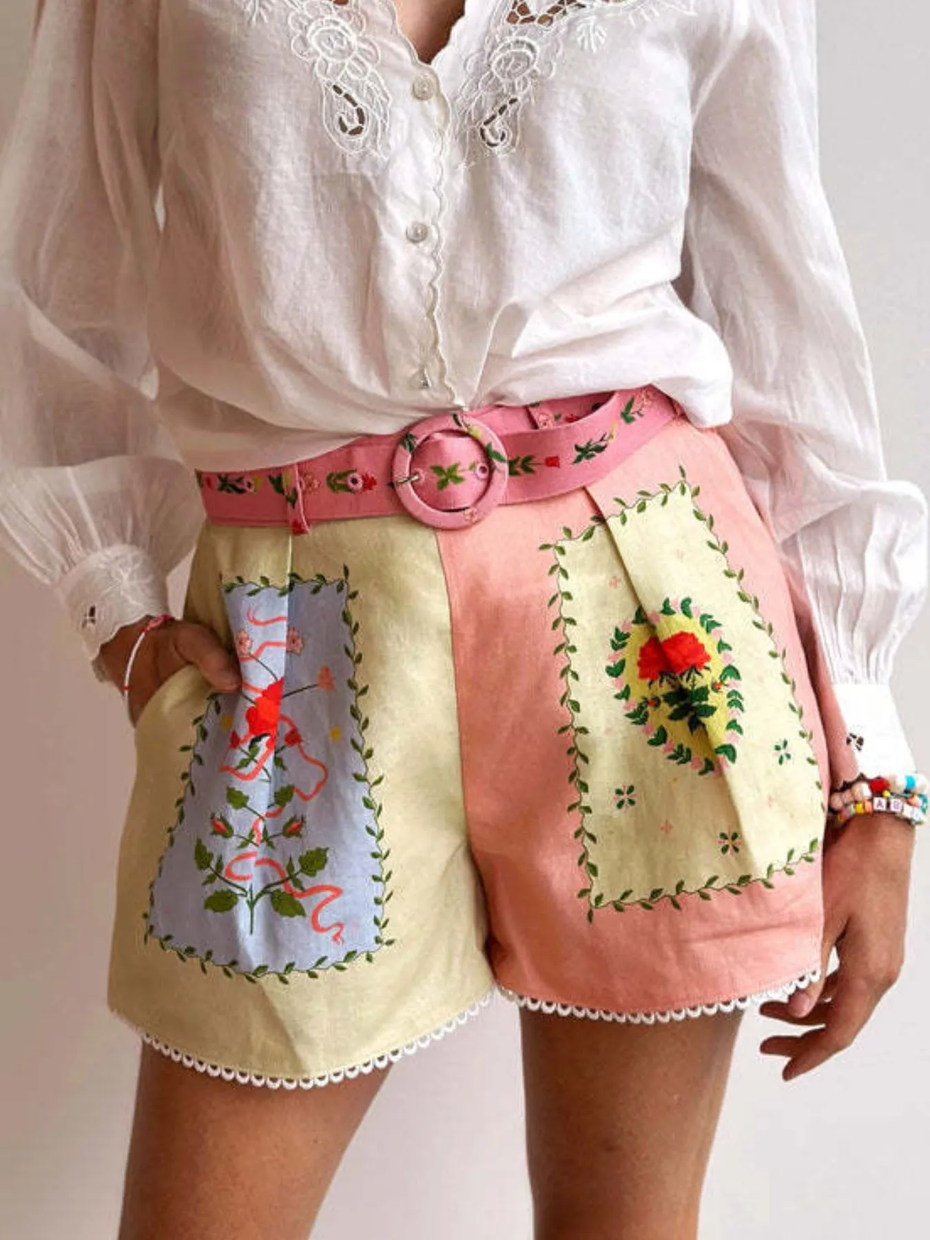 Printed Button Down Shirt and Shorts Set - Image 4