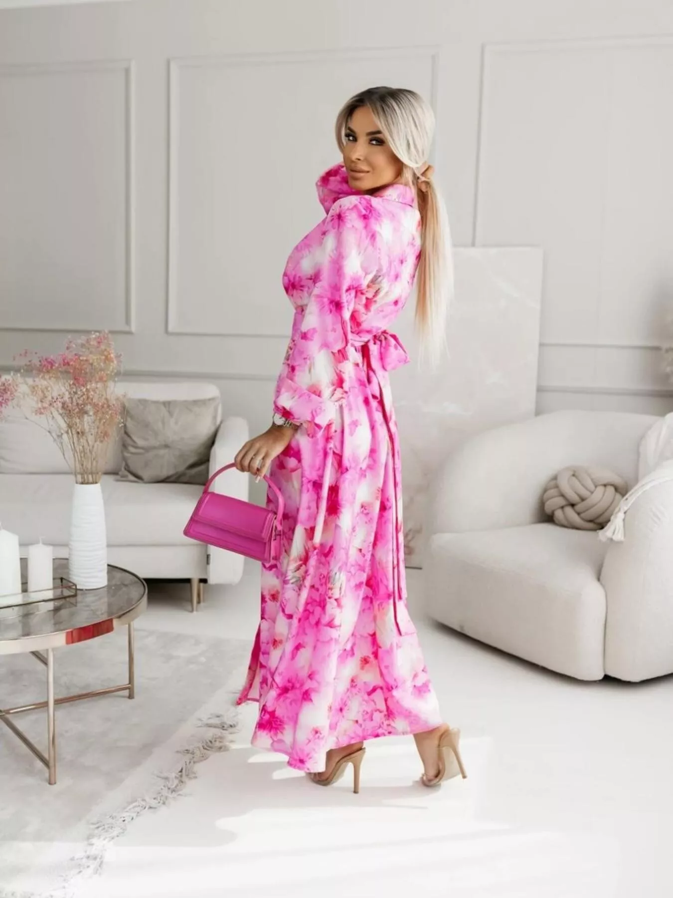 Printed Button Front Maxi Shirt Dress - Image 10