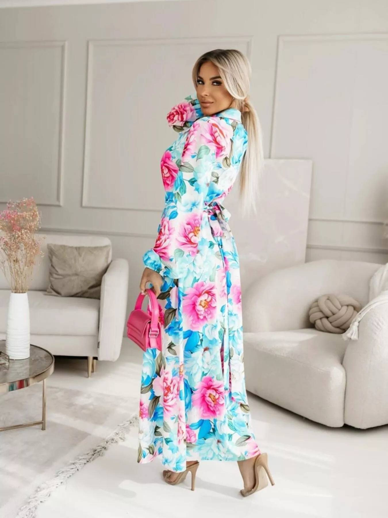 Printed Button Front Maxi Shirt Dress - Image 2