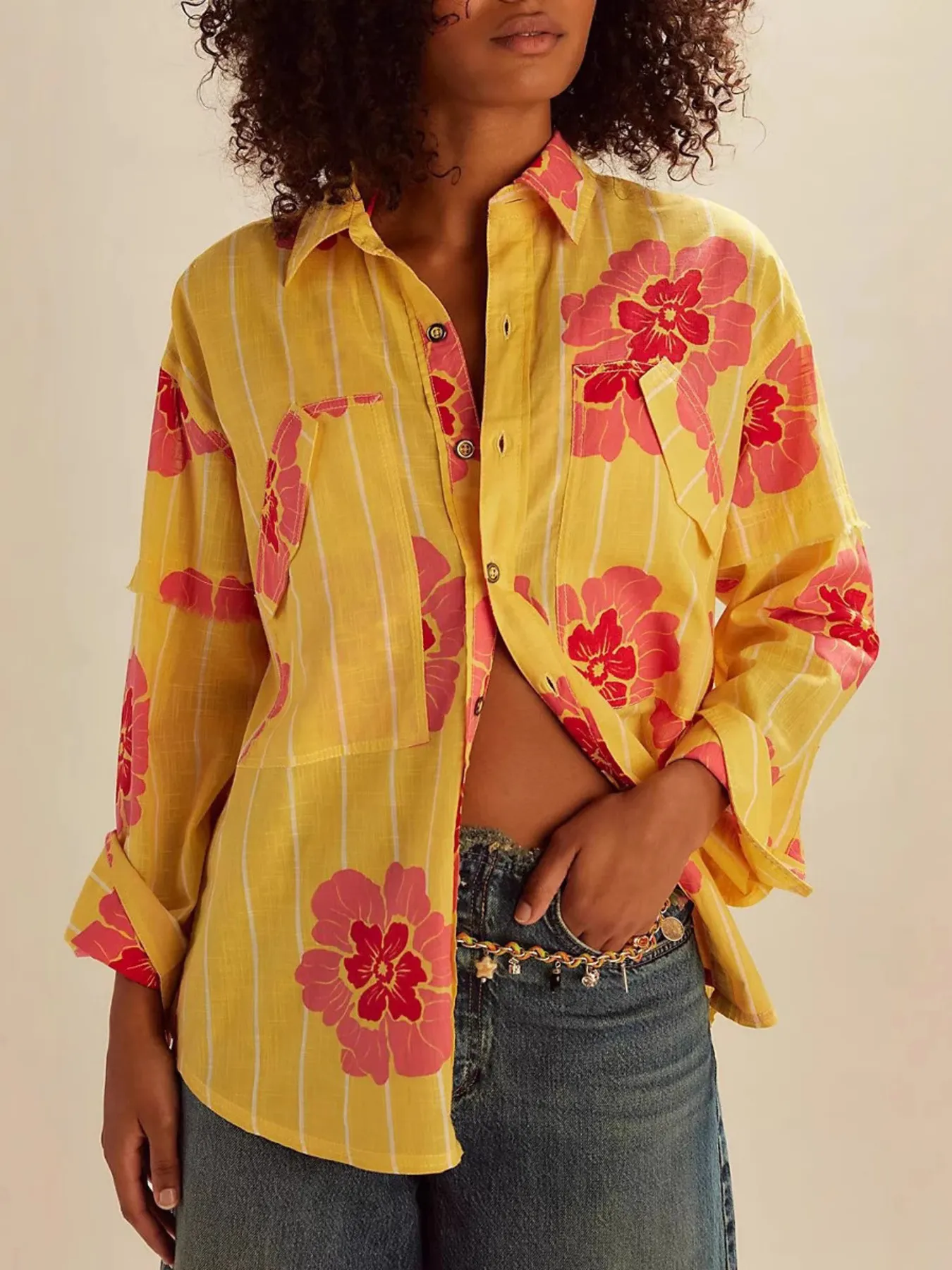 Printed Button-Up Long Sleeve Shirt - Image 5