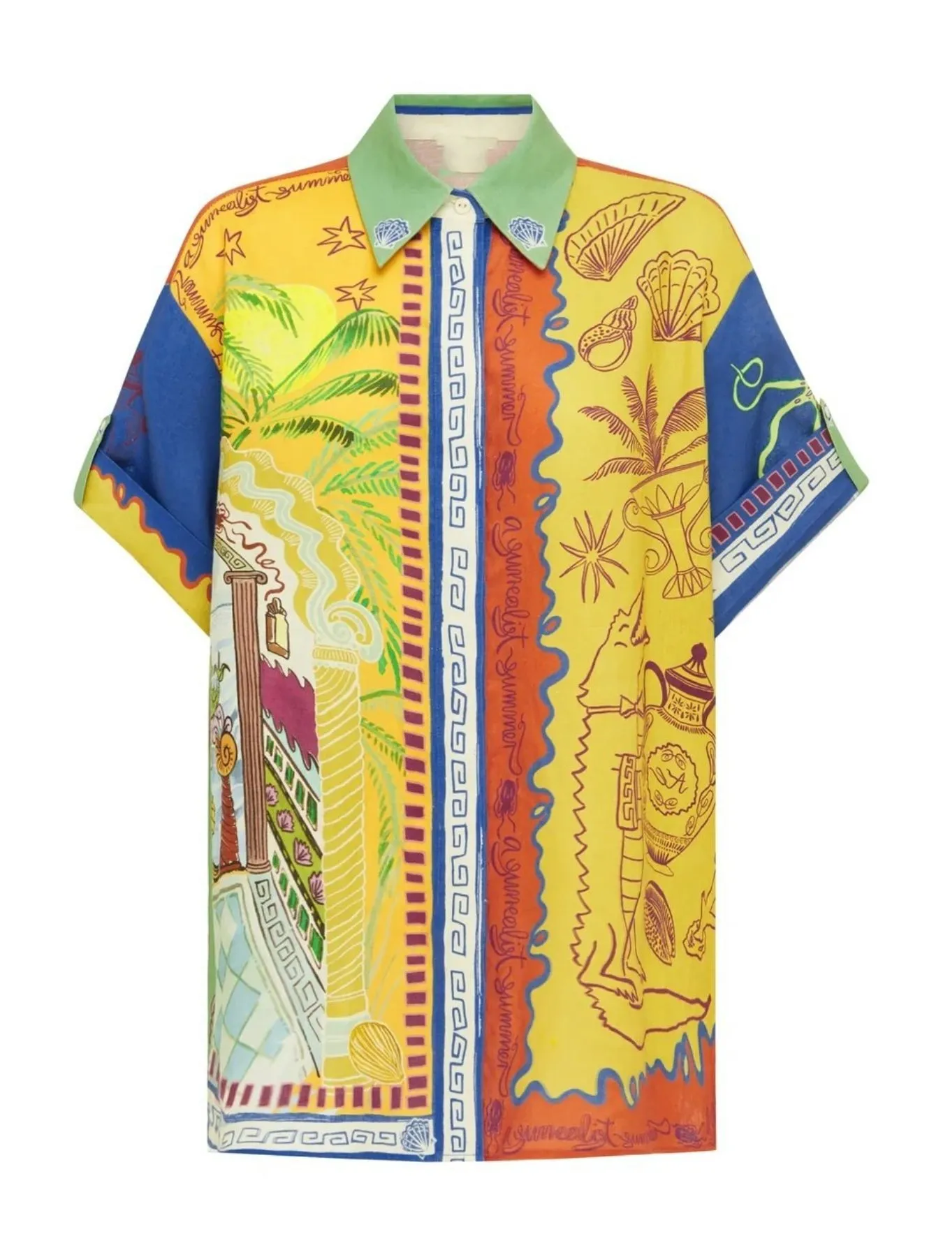 Printed Button Up Shirt and Pants Set - Image 6