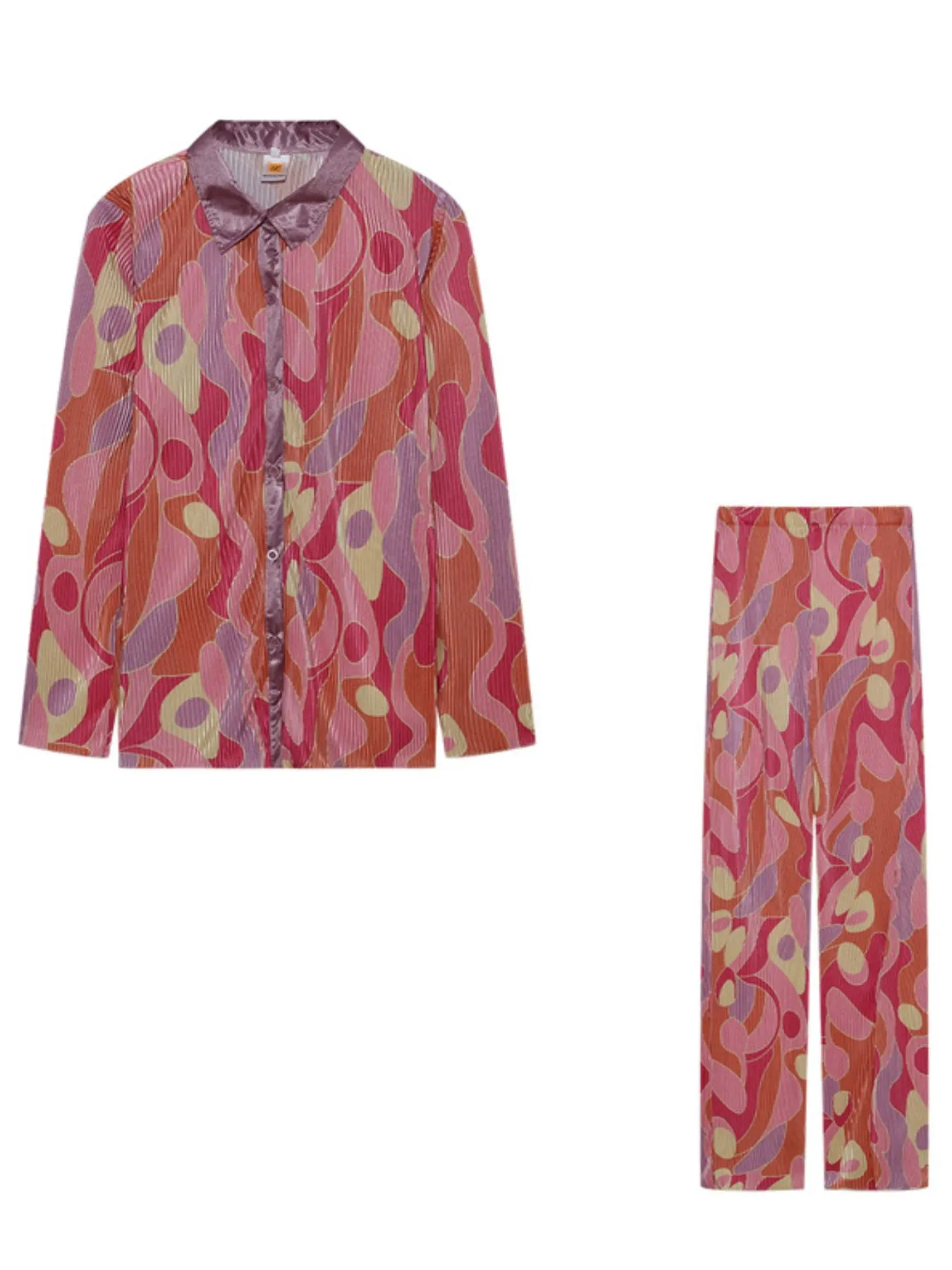 Printed Button Up Shirt and Pants Set - Image 6