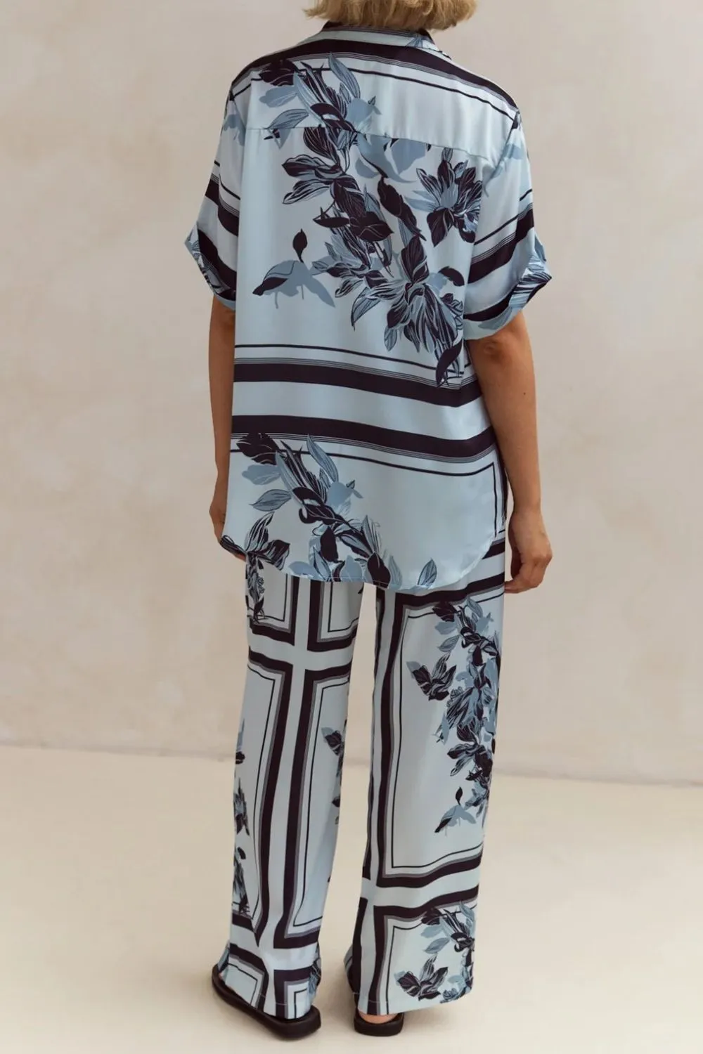 Printed Button Up Shirt and Pants Set - Image 19