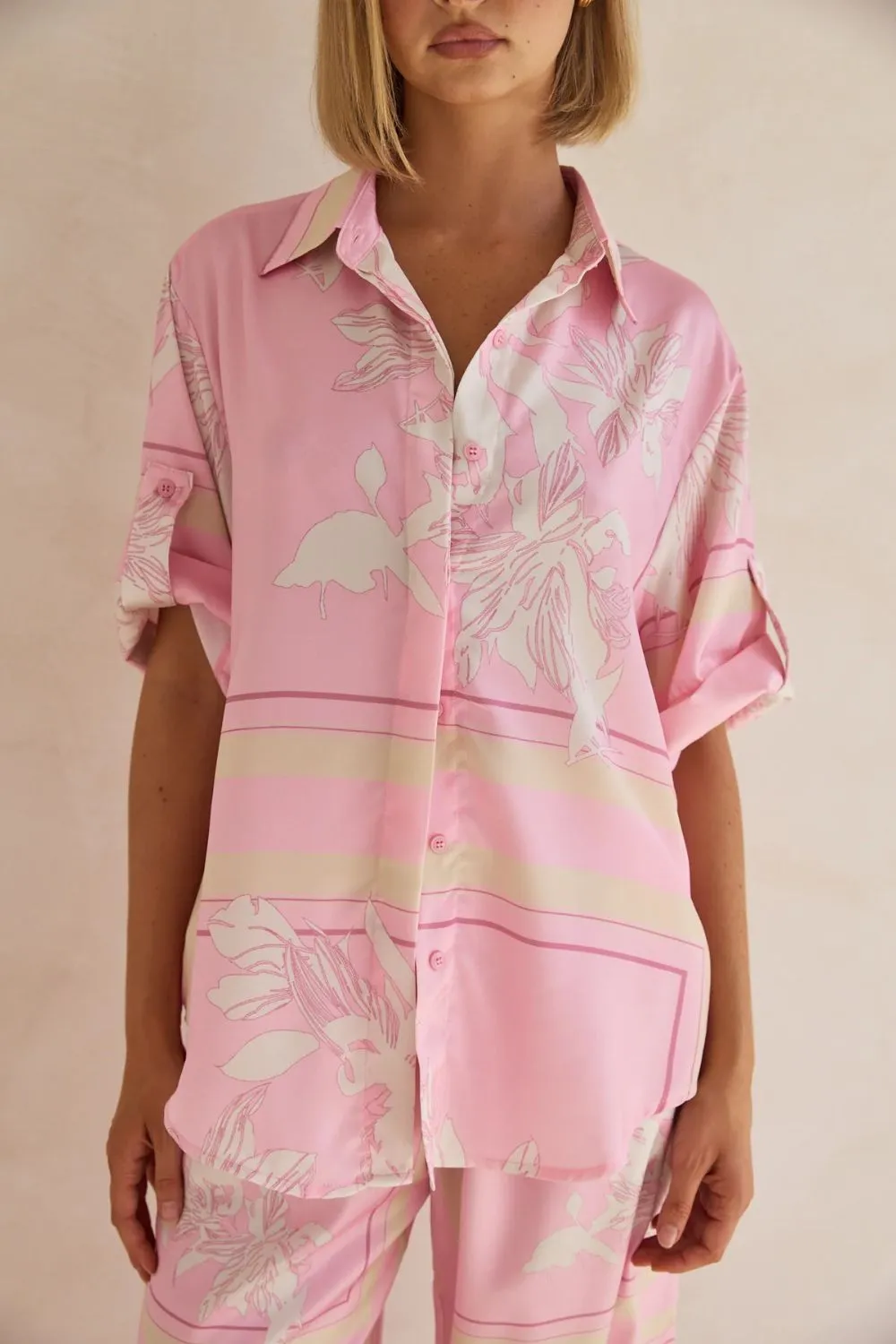 Printed Button Up Shirt and Pants Set - Image 26
