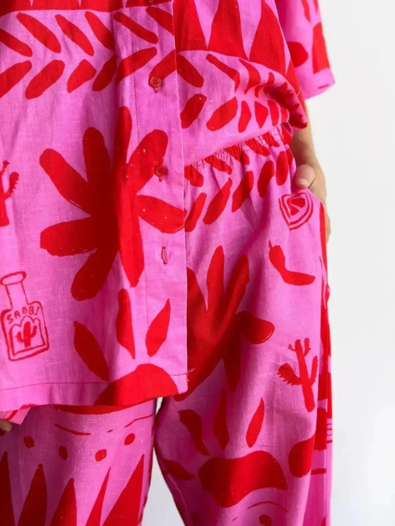 Printed Button Up Shirt and Pants Set - Image 5