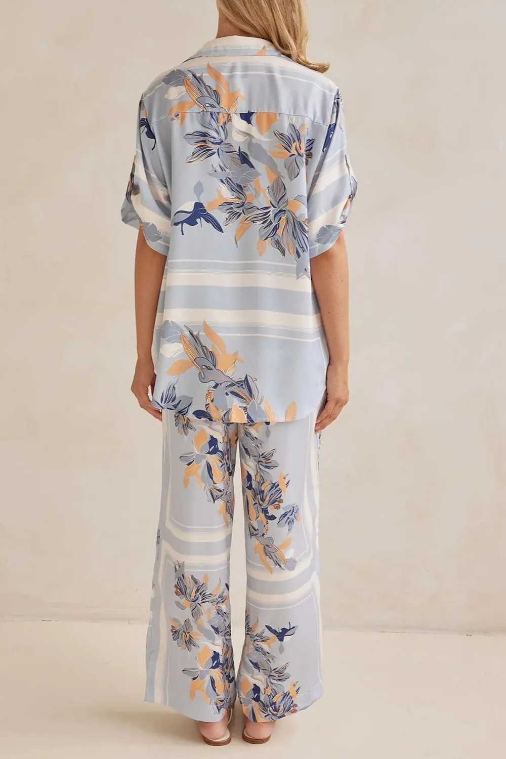 Printed Button Up Shirt and Pants Set - Image 6