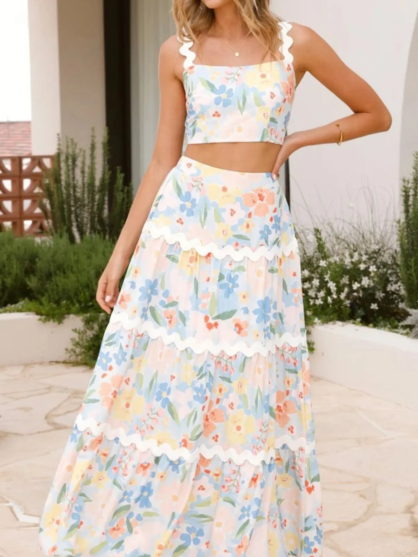 Printed Cami and Maxi Skirt Set - Image 9