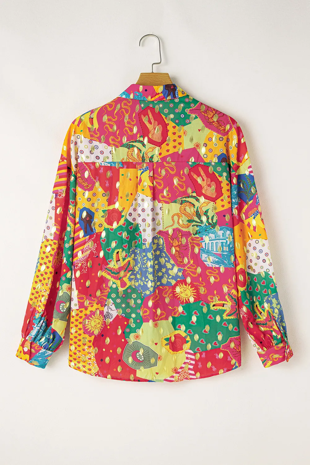 Printed Collared Neck Long Sleeve Shirt - Image 3