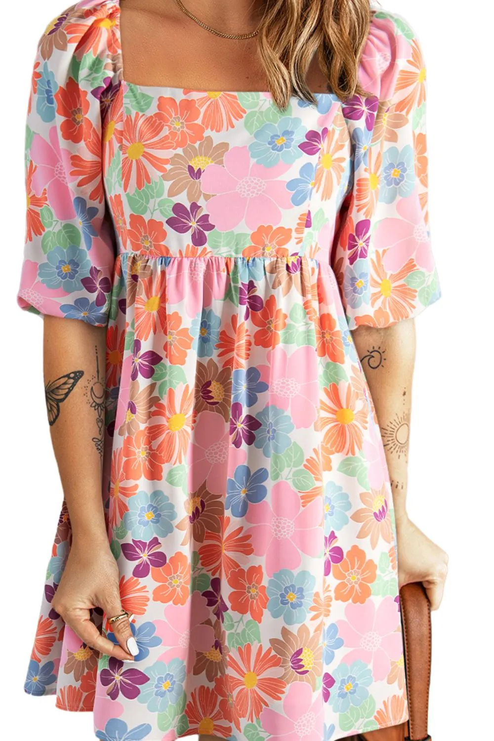 Printed Half Sleeve Mini Dress - Image 3