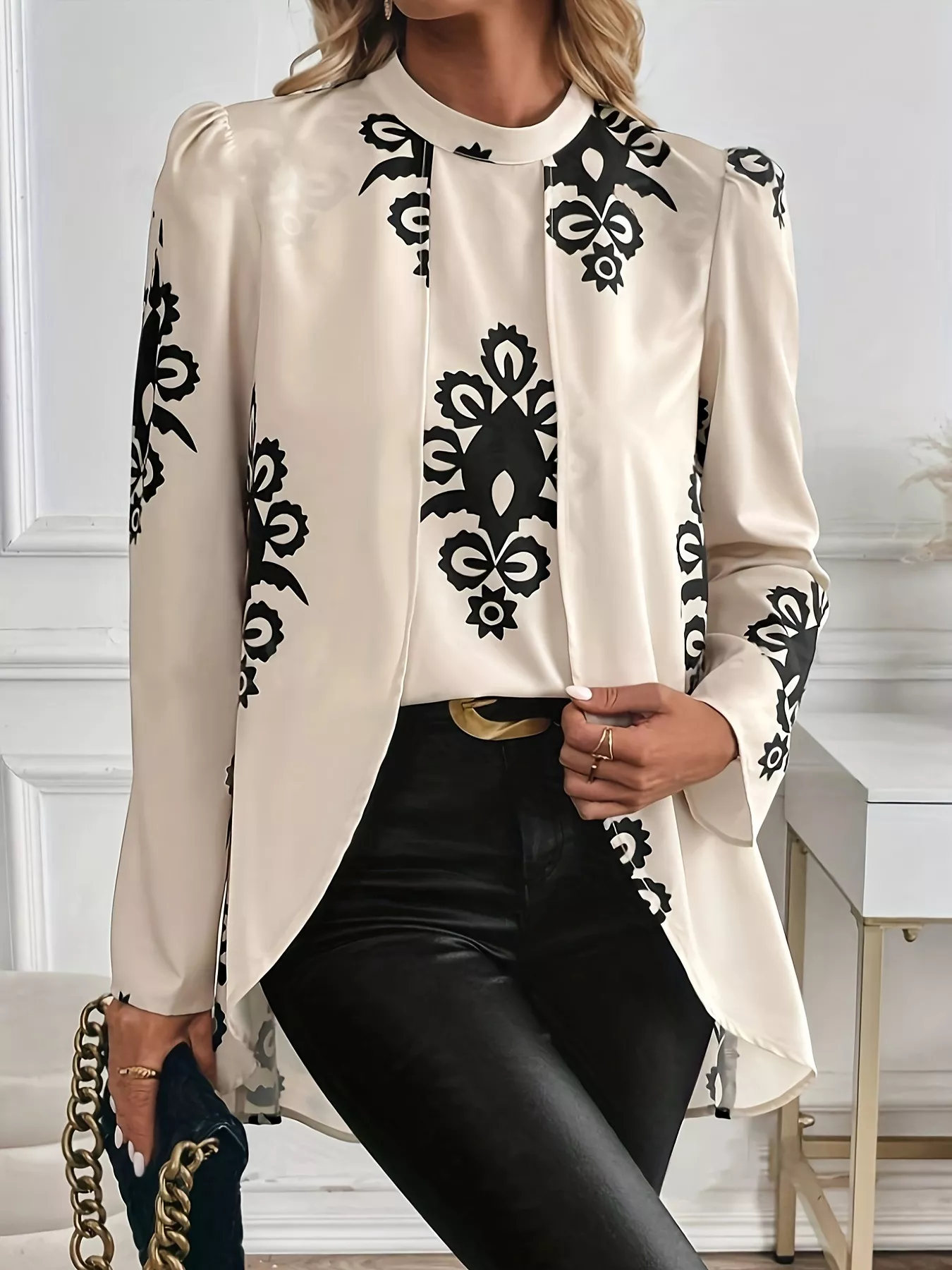 Printed Long Sleeve Blouse