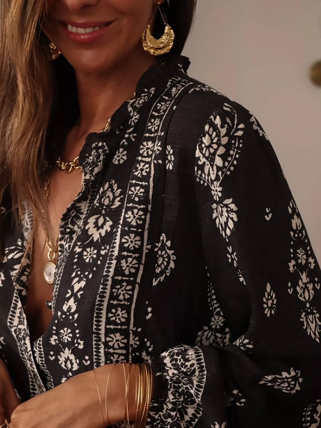 Printed Long Sleeve Blouse - Image 10