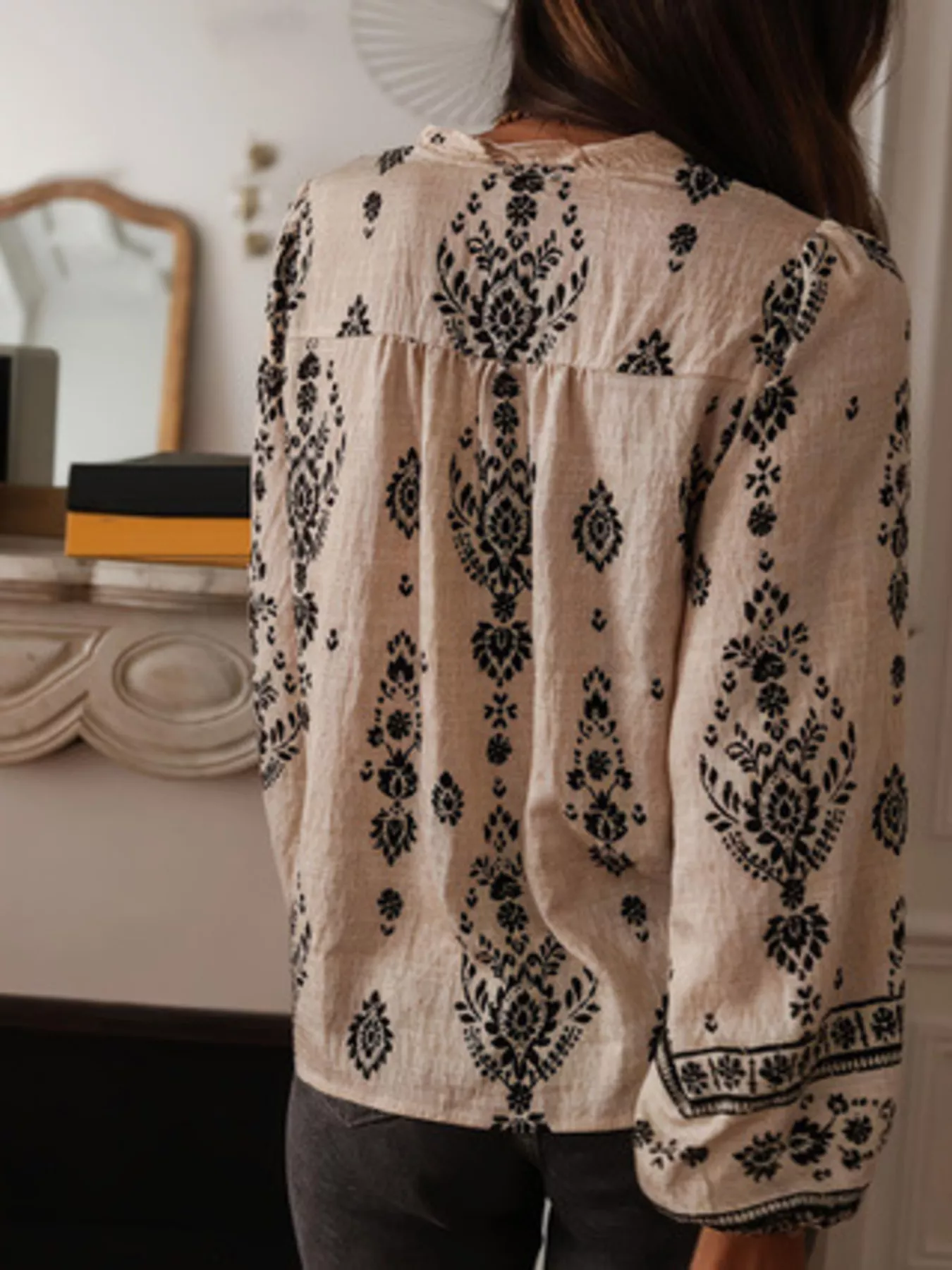 Printed Long Sleeve Blouse - Image 5