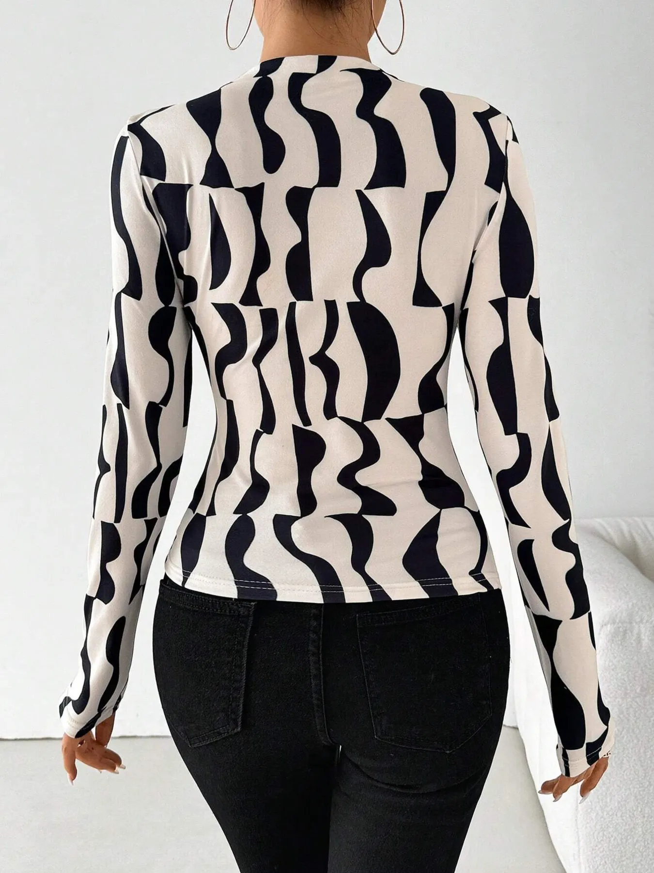 Printed Long Sleeve Blouse - Image 2