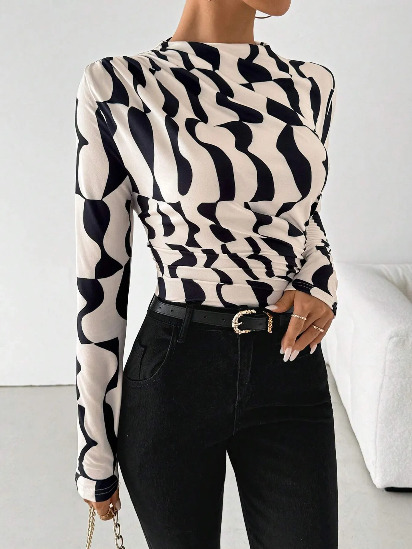 Printed Long Sleeve Blouse - Image 3
