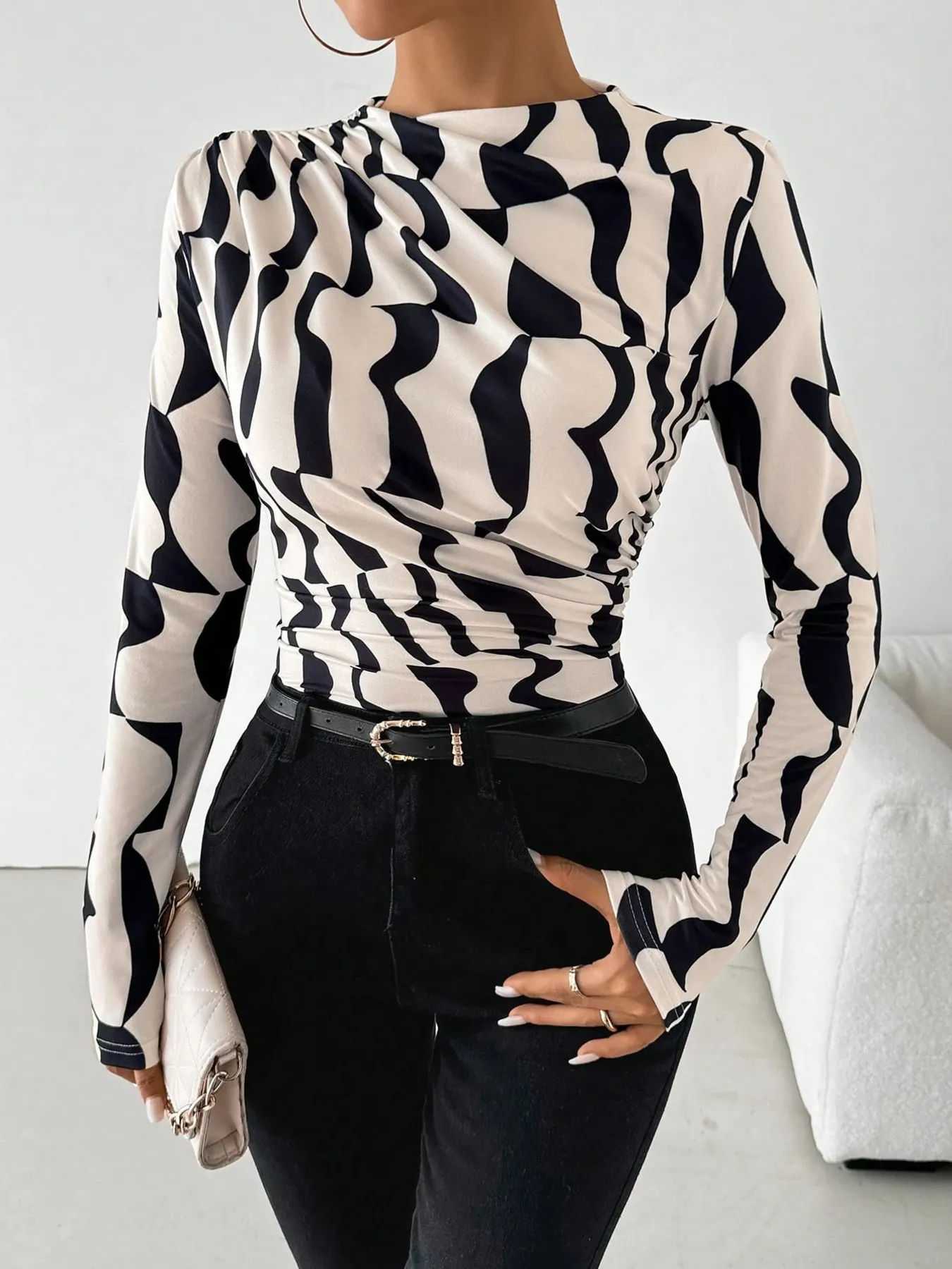 Printed Long Sleeve Blouse - Image 4