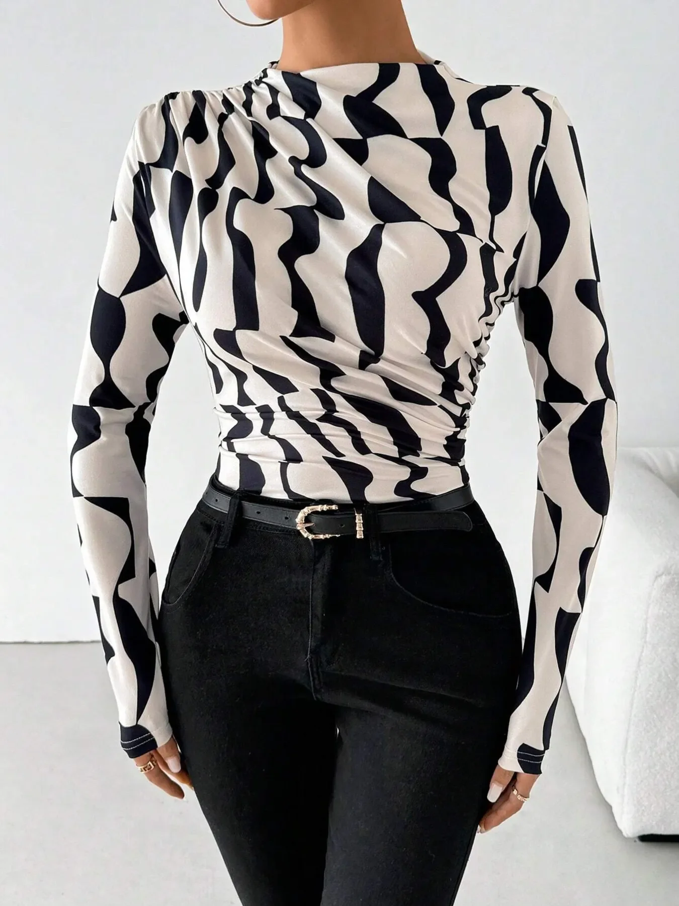 Printed Long Sleeve Blouse - Image 5