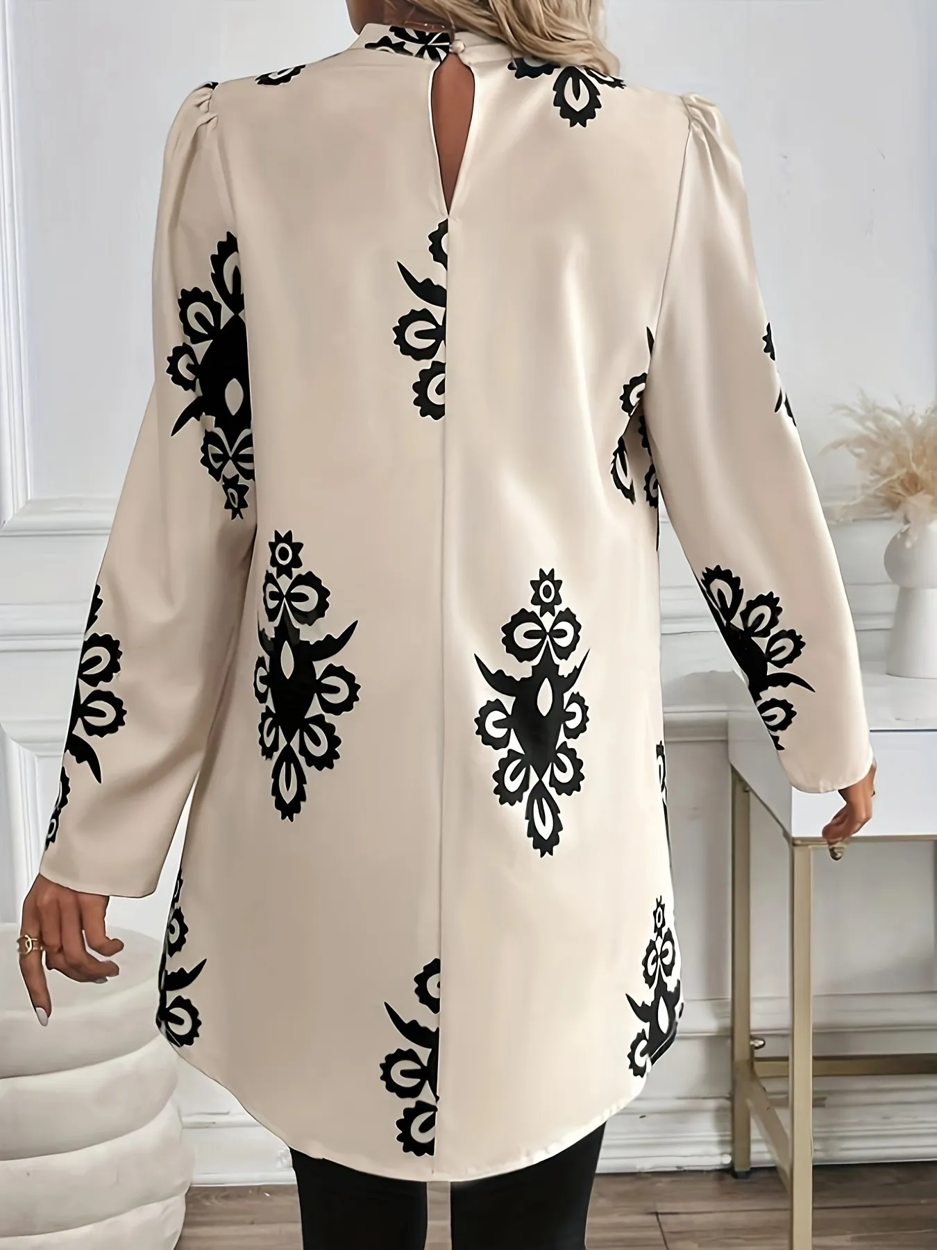 Printed Long Sleeve Oversize Blouse - Image 2