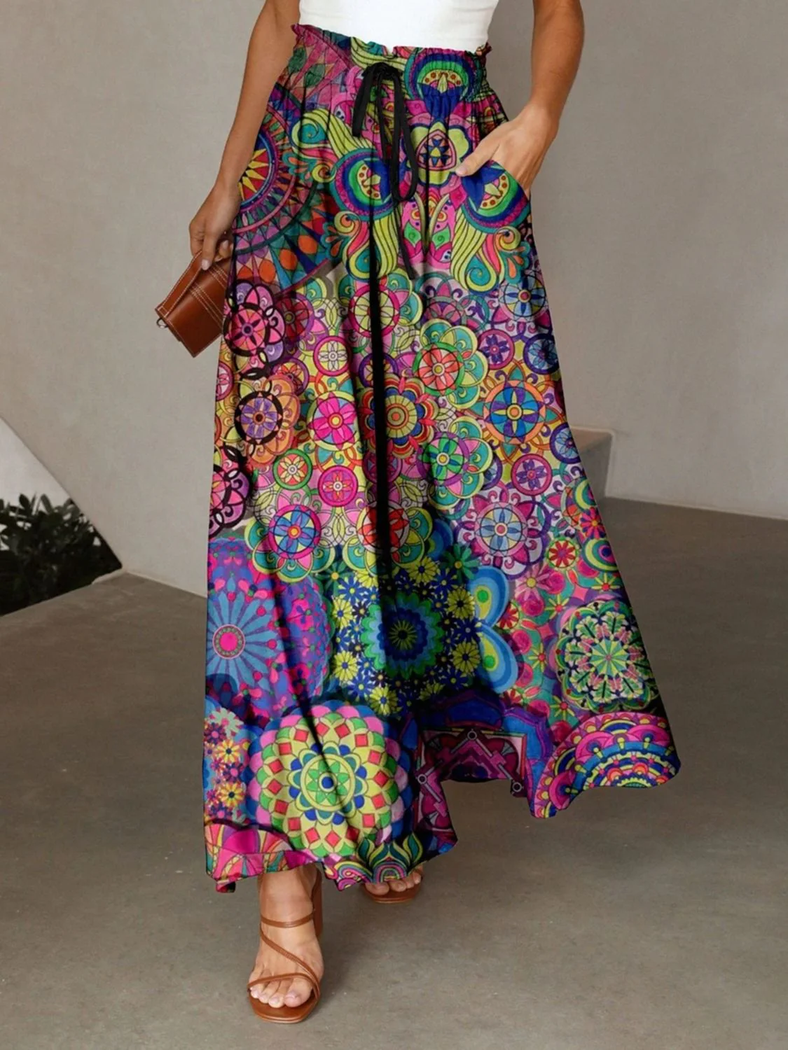 Printed Maxi Skirt with Pockets - Image 5