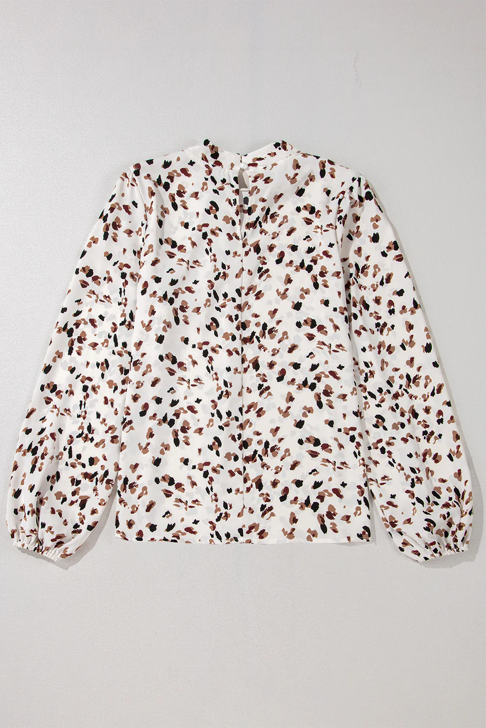 Printed Mock Neck Balloon Sleeve Blouse - Image 5
