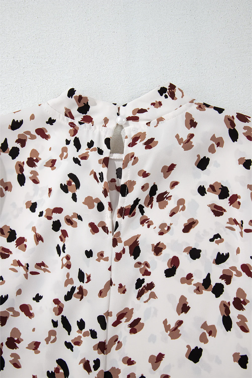 Printed Mock Neck Balloon Sleeve Blouse - Image 7