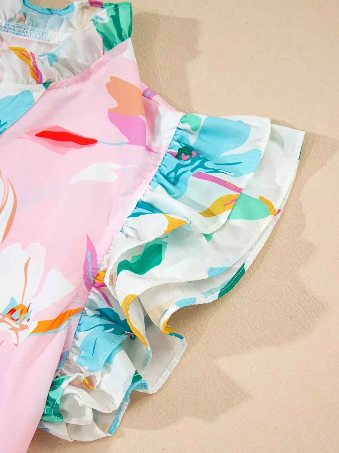 Printed Notched Cap Sleeve Blouse - Image 7