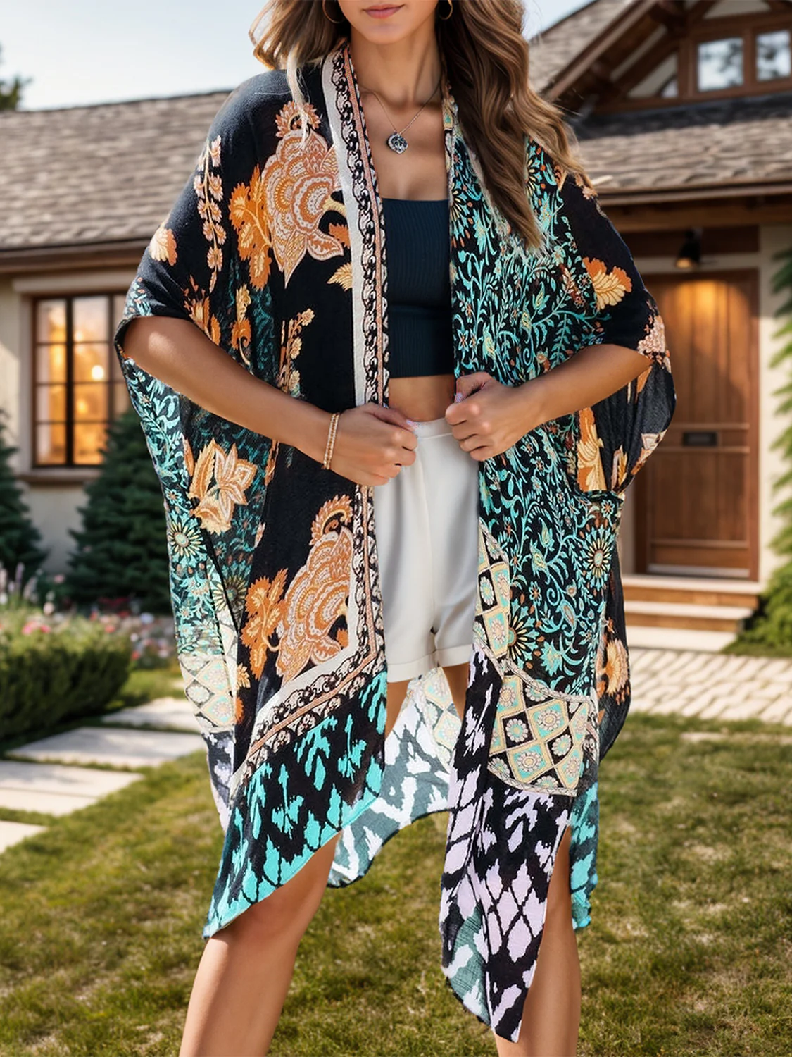 Printed Open Front Cover-Up - Image 4
